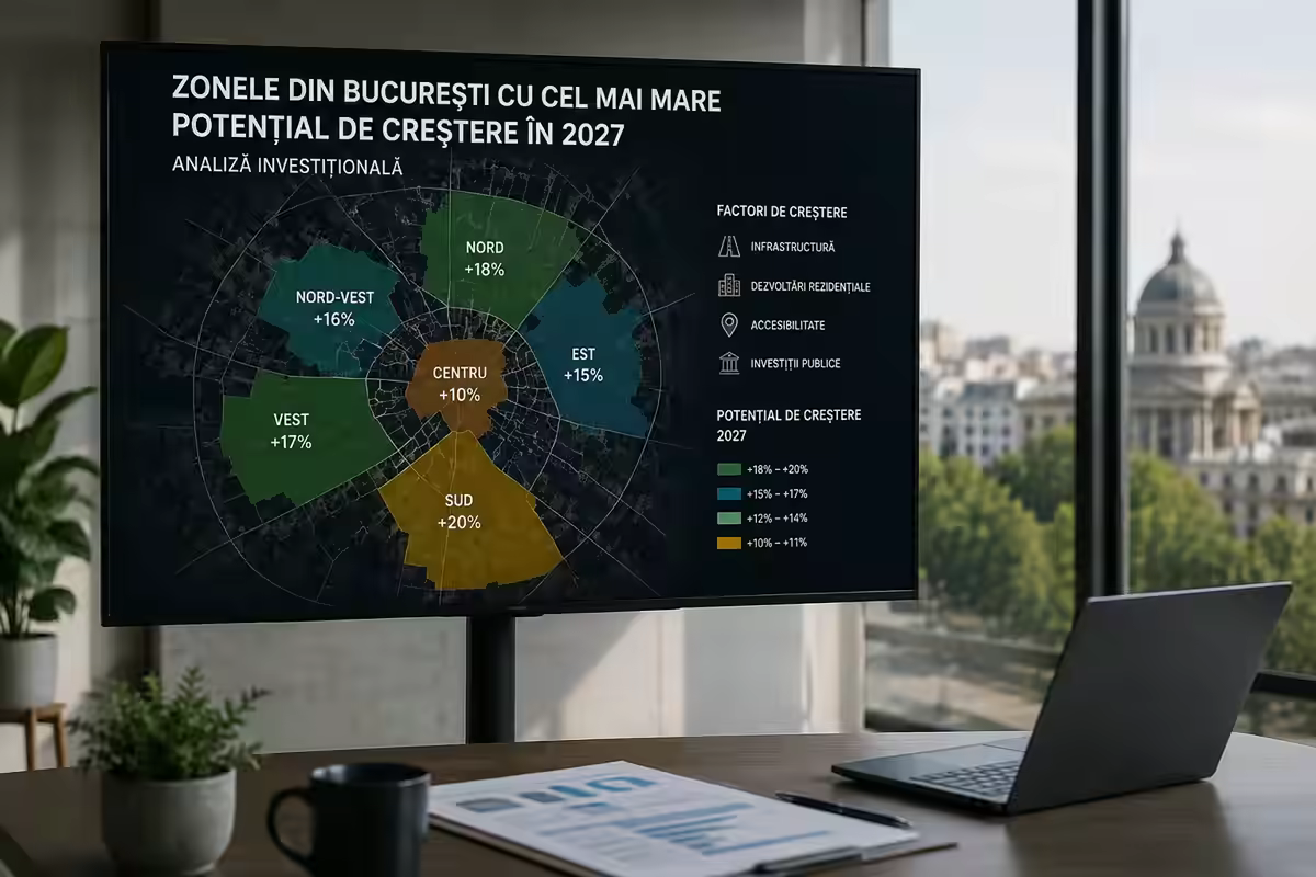 Zonele din București cu Cel Mai Mare Potențial de Creștere în 2027 — Analiză Investițională